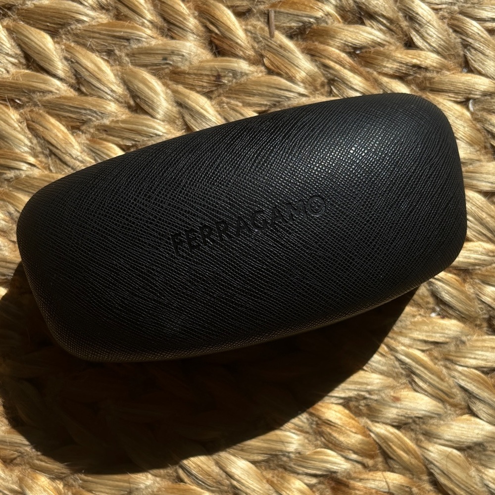 Salvatore Ferragamo Black Textured Hard Shell Sunglasses Case